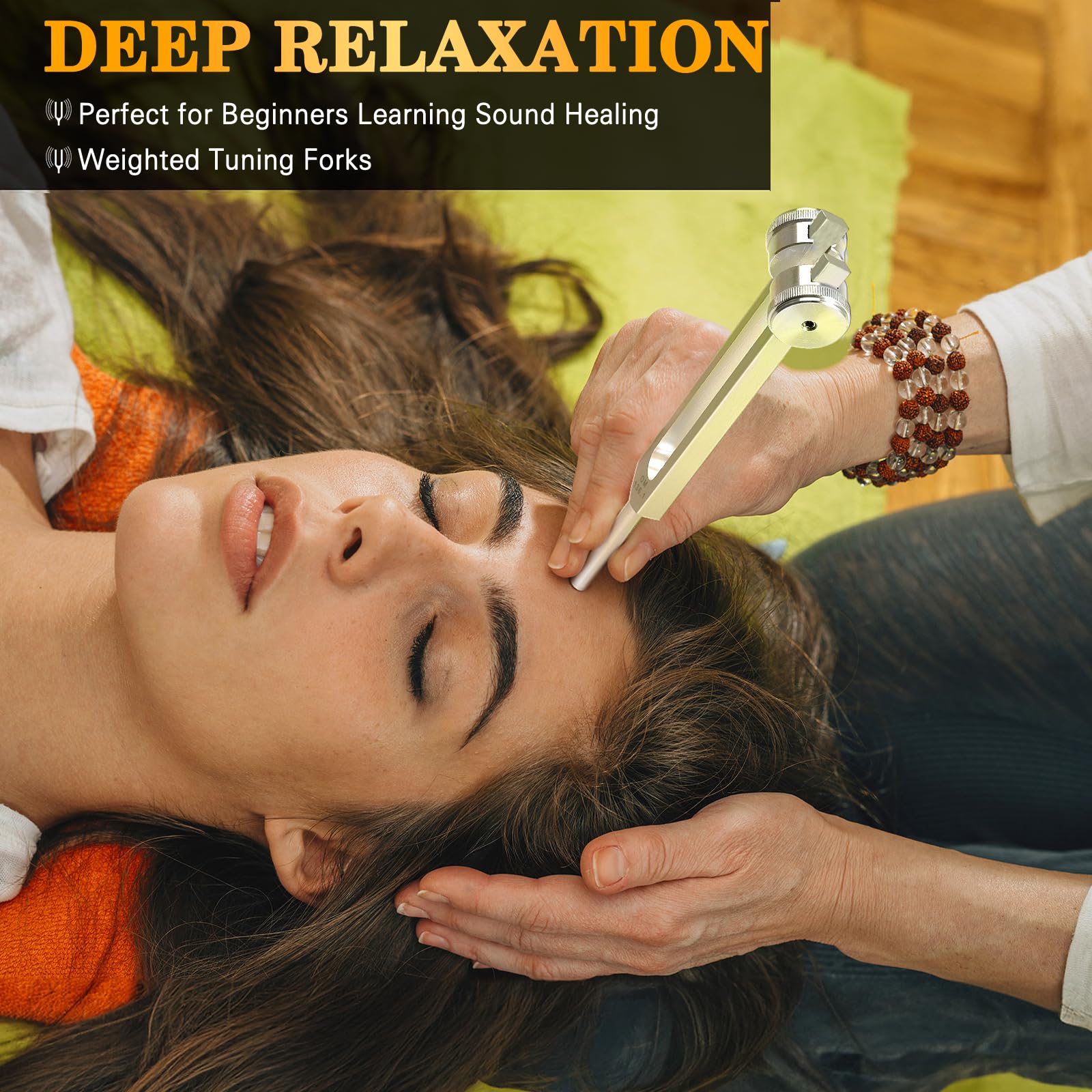 KAIGESZAD OM136-1hz tuning fork with reflex hammer for chakra-focused practice.