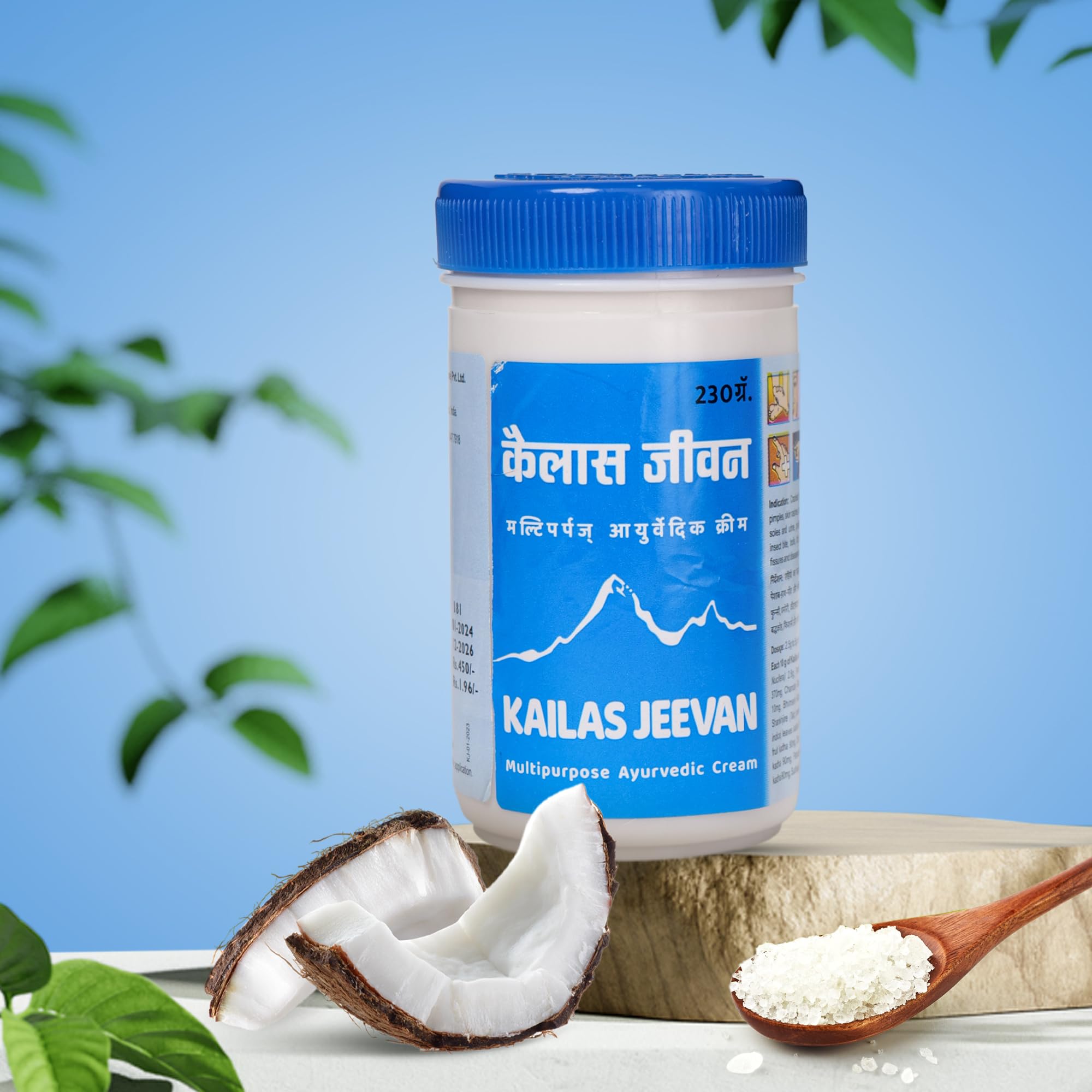 Kailas Jeevan product near prickly heat area suggests relief and comfort.