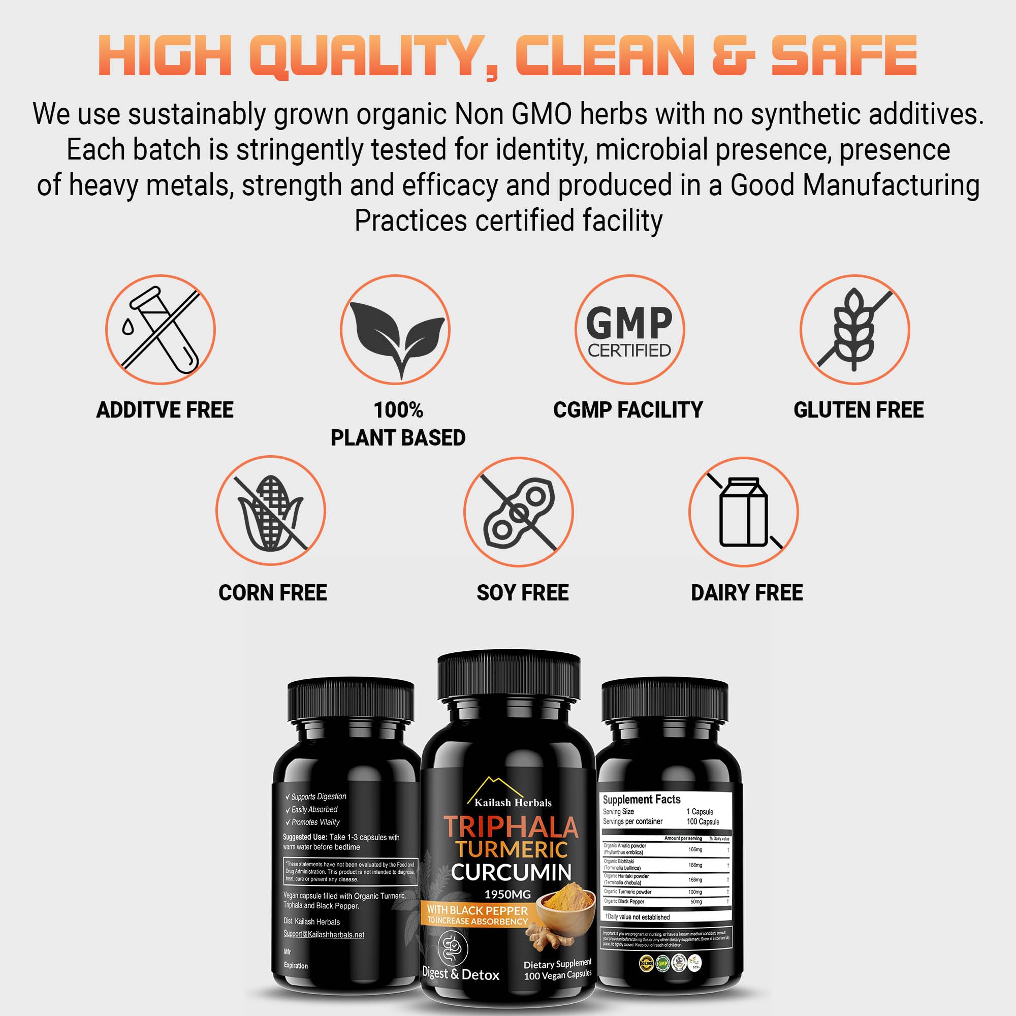 Kailash Herbals Curcumin antioxidant focus bottle designed for vitality