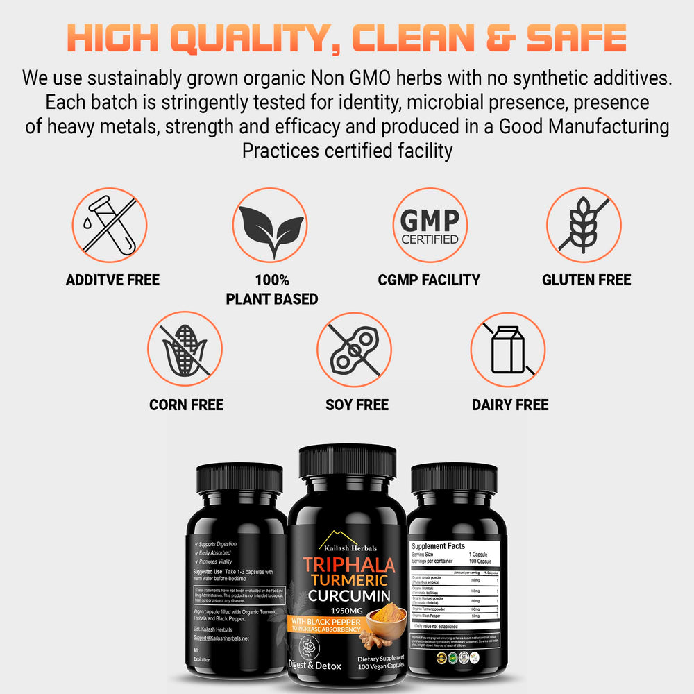 Kailash Herbals Curcumin antioxidant focus bottle designed for vitality