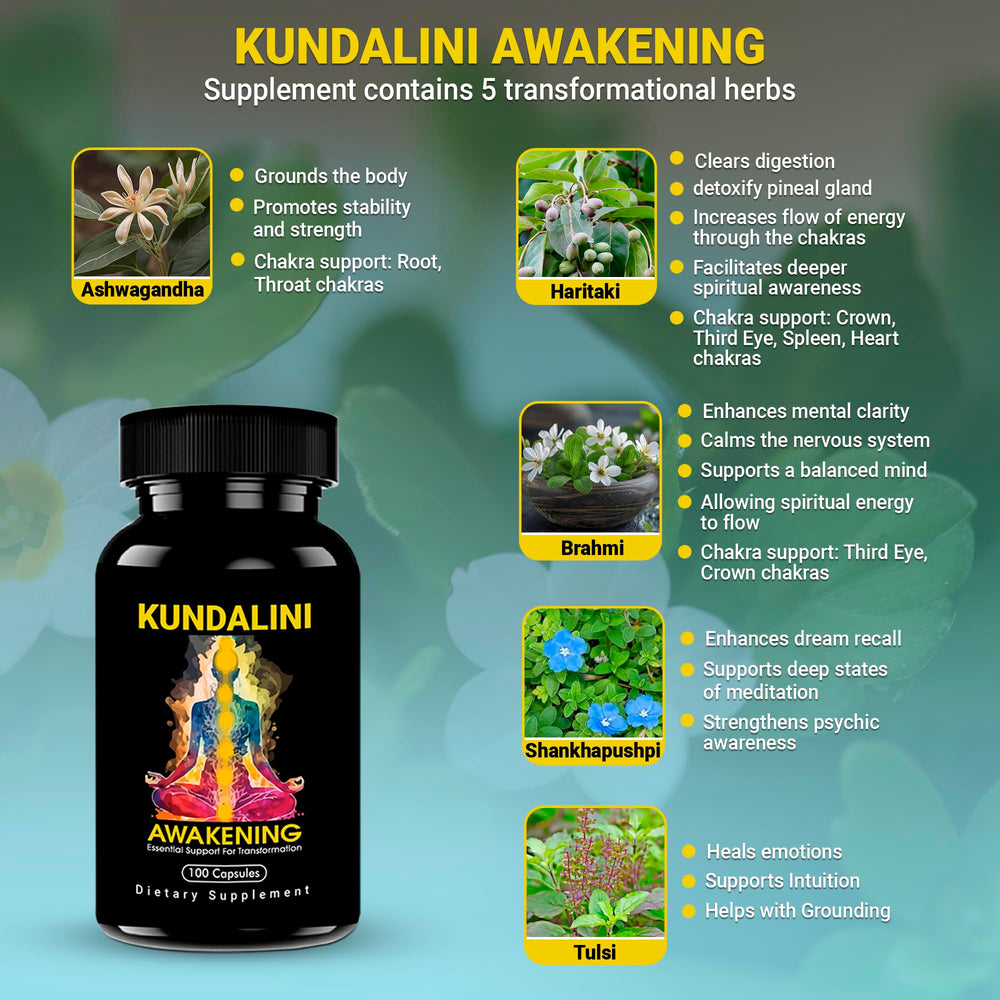 Kailash Herbals Kundalini Awakening capsules on desk for daily routine