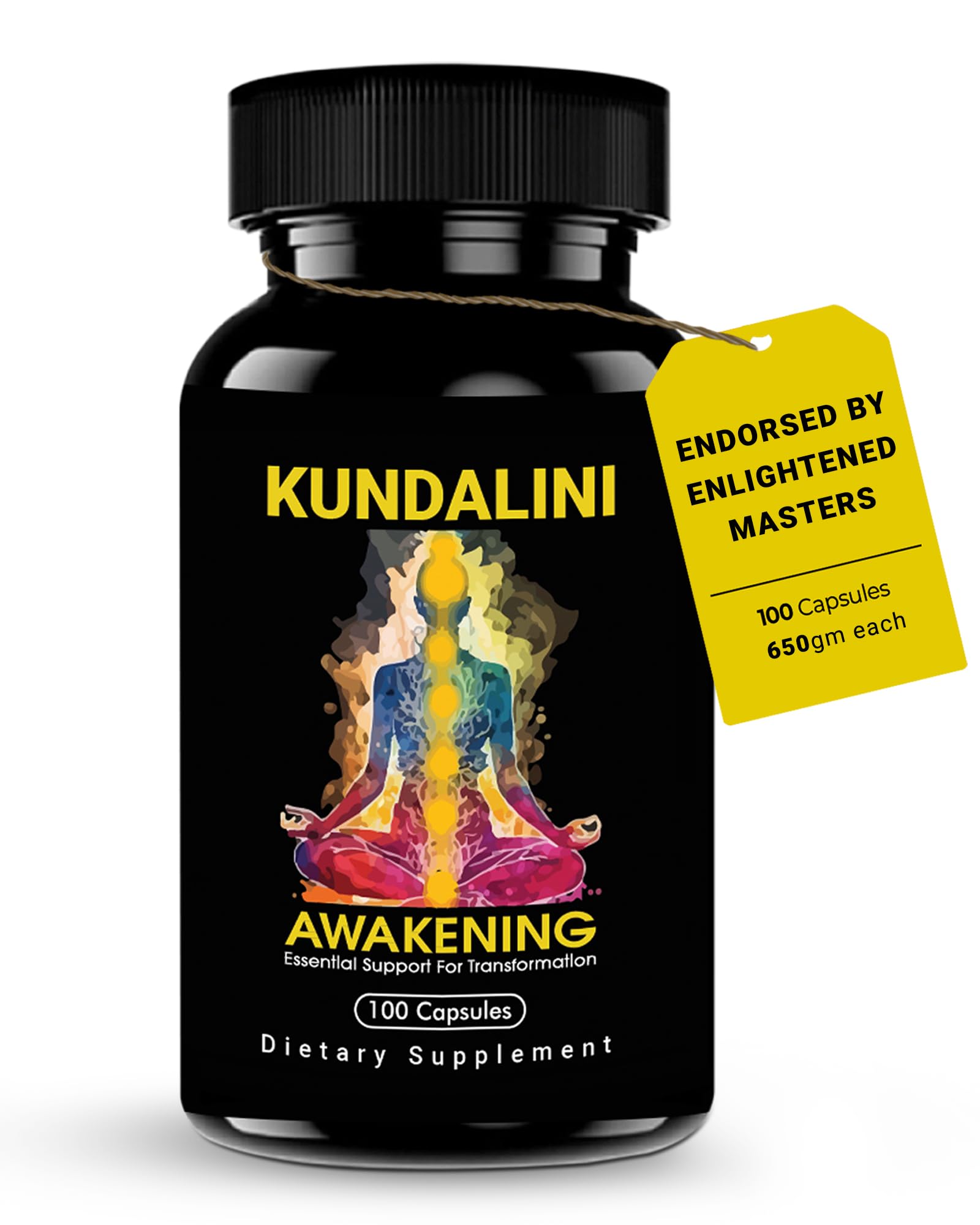 Kailash Herbals Kundalini Awakening capsules bottle on a clean surface for daily meditation