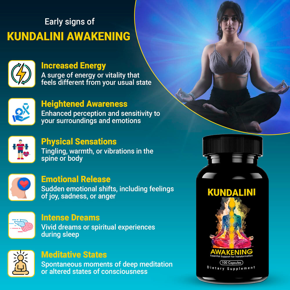 Capsules label of Kailash Herbals Kundalini Awakening highlighting Ayurvedic blend