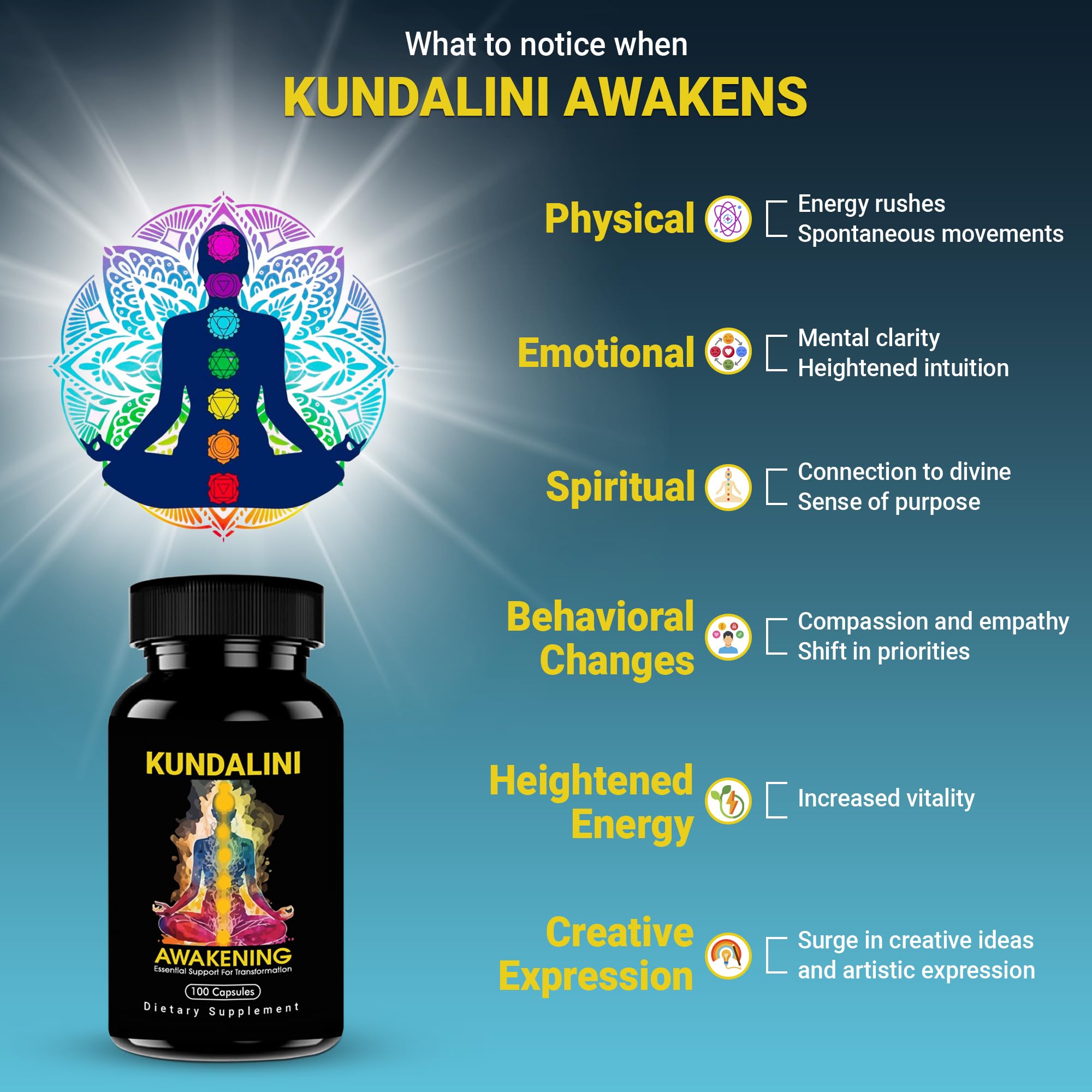 Amber Kailash Herbals Kundalini Awakening bottle emphasizes plant based wellness