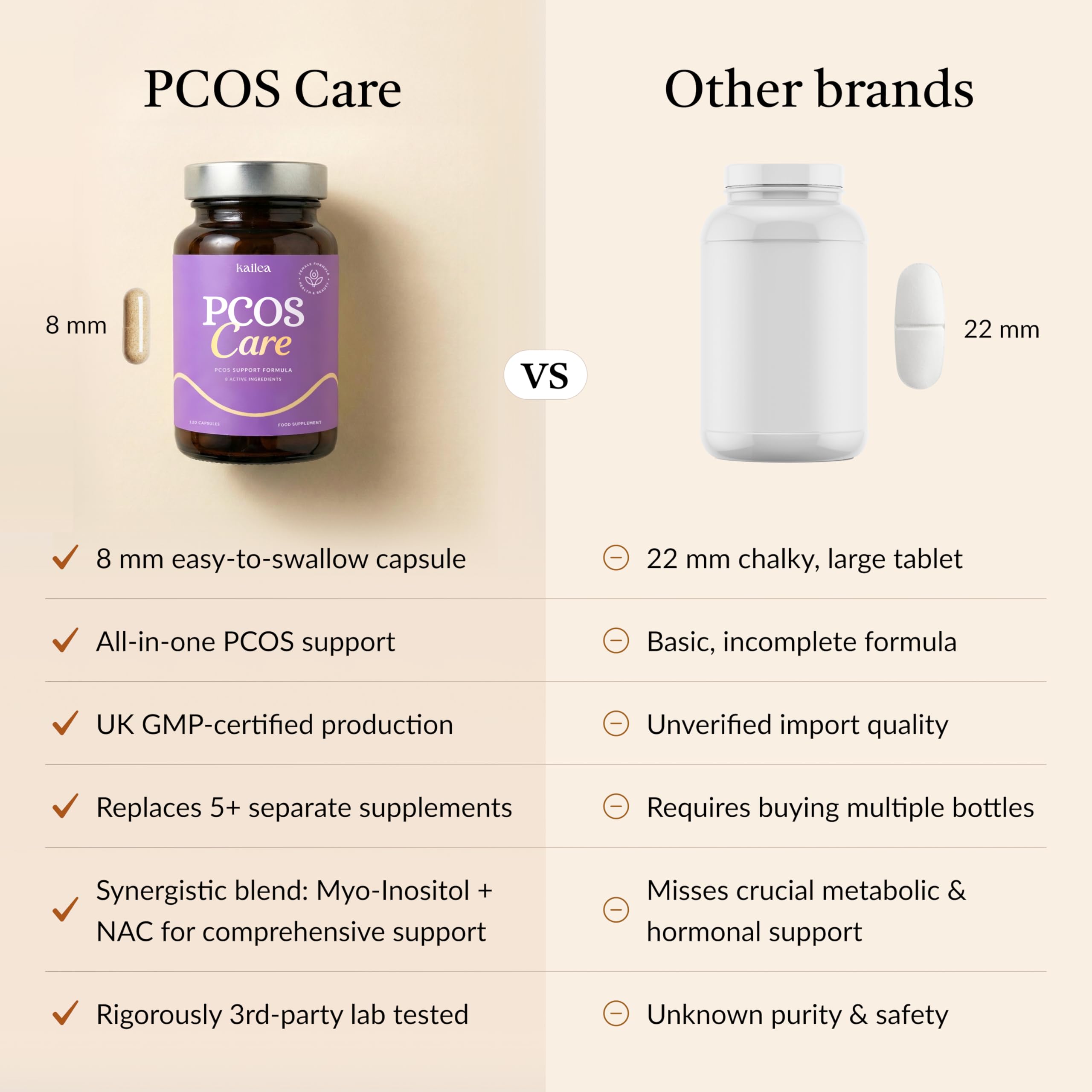 Kailea capsules glow, hinting at hair and skin support.