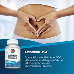 KAL Acidophilus ProBiotic-4 capsules for daily use in VegCap form.