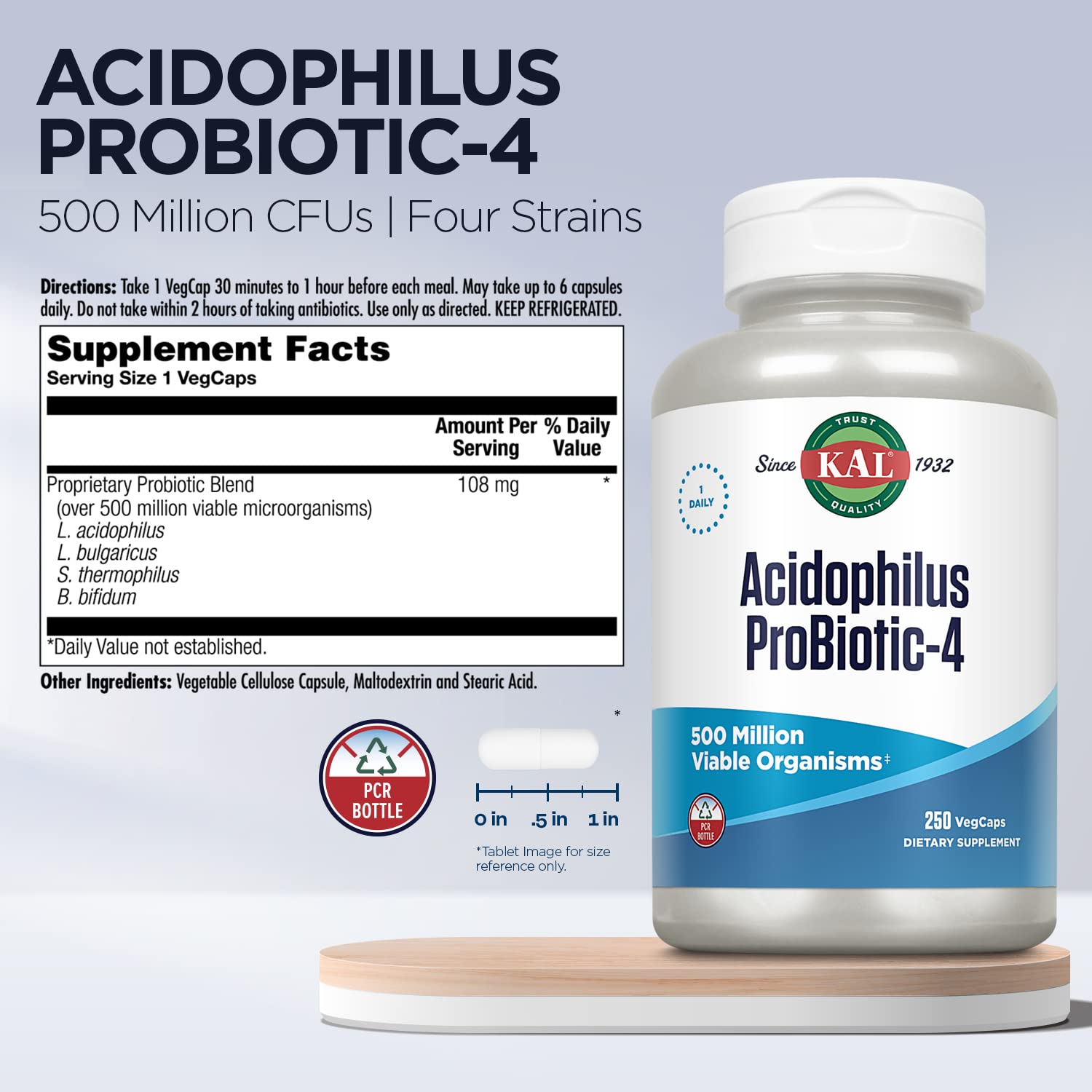 KAL Acidophilus ProBiotic-4 four-strain blend promoting gut diversity
