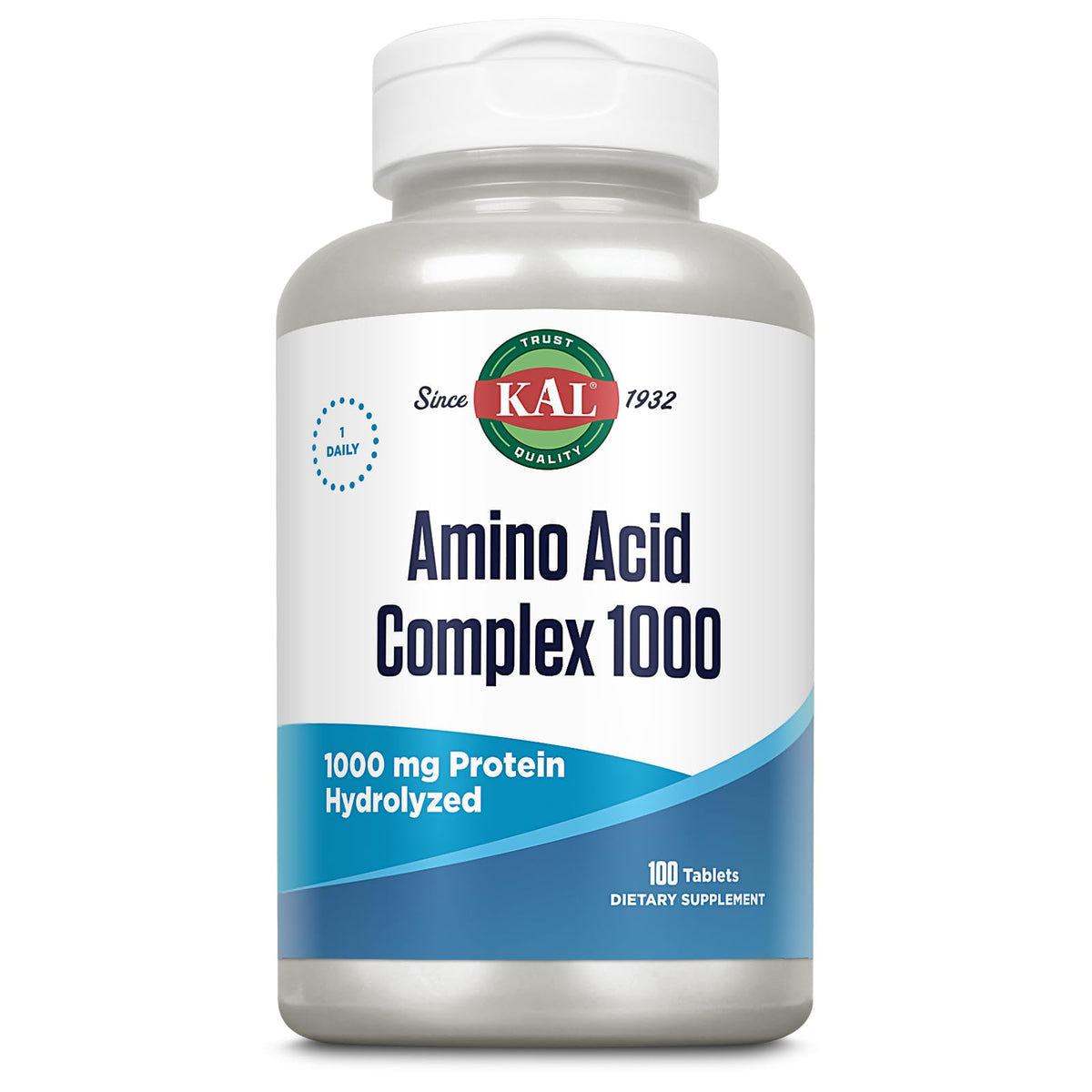 KAL Amino Acid Complex tablets bottle shown for daily muscle support