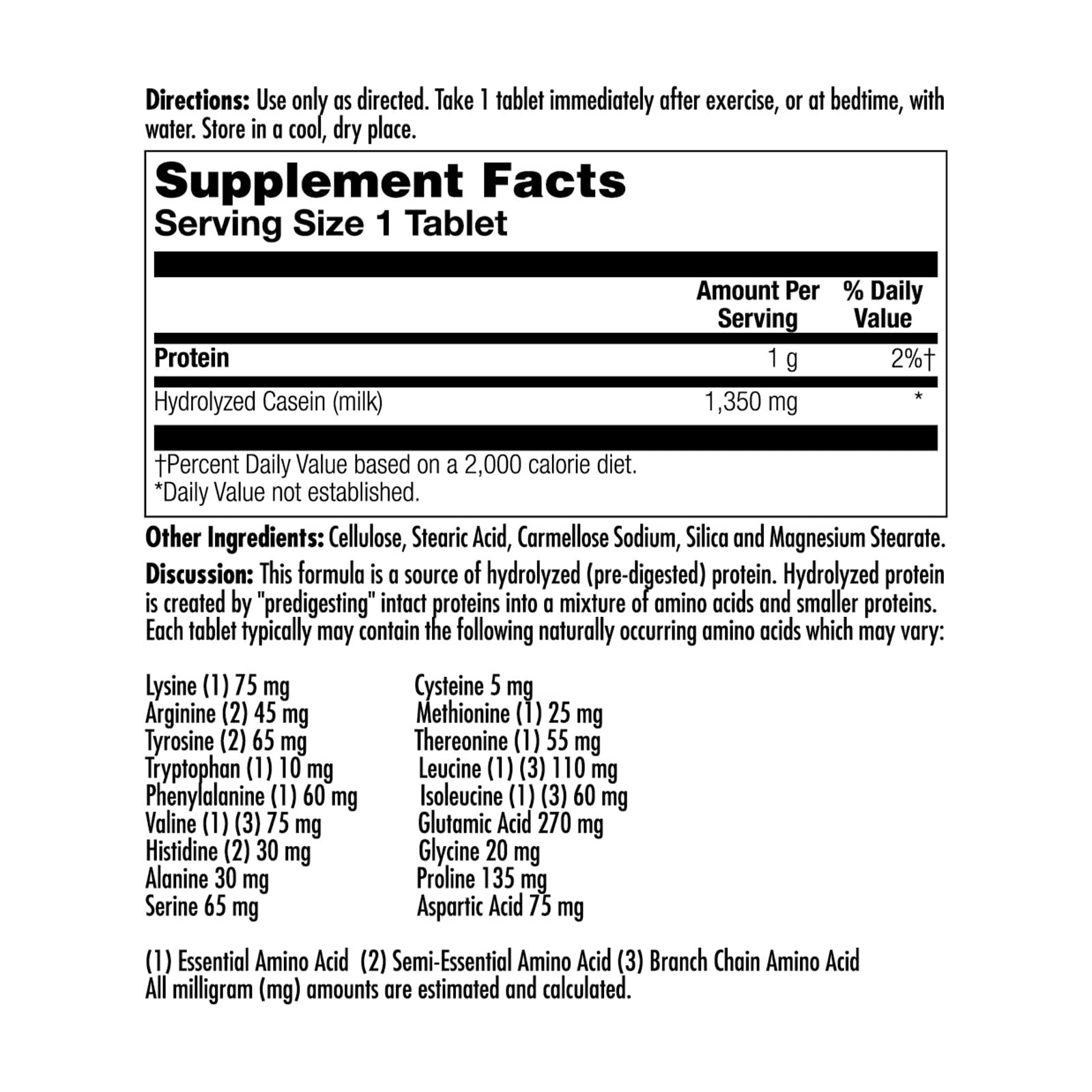 Close-up of KAL Amino Acid Complex label highlighting potency and quality
