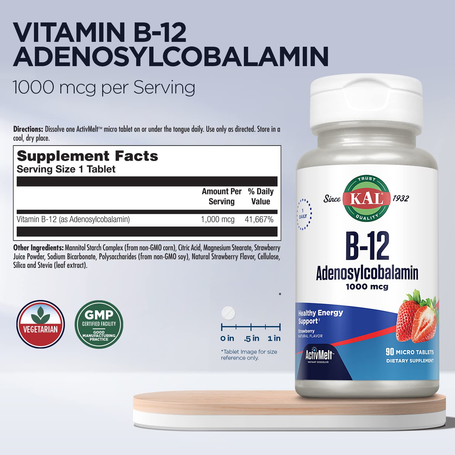 KAL B12 Activemelt tablet dissolves quickly for easy daily use