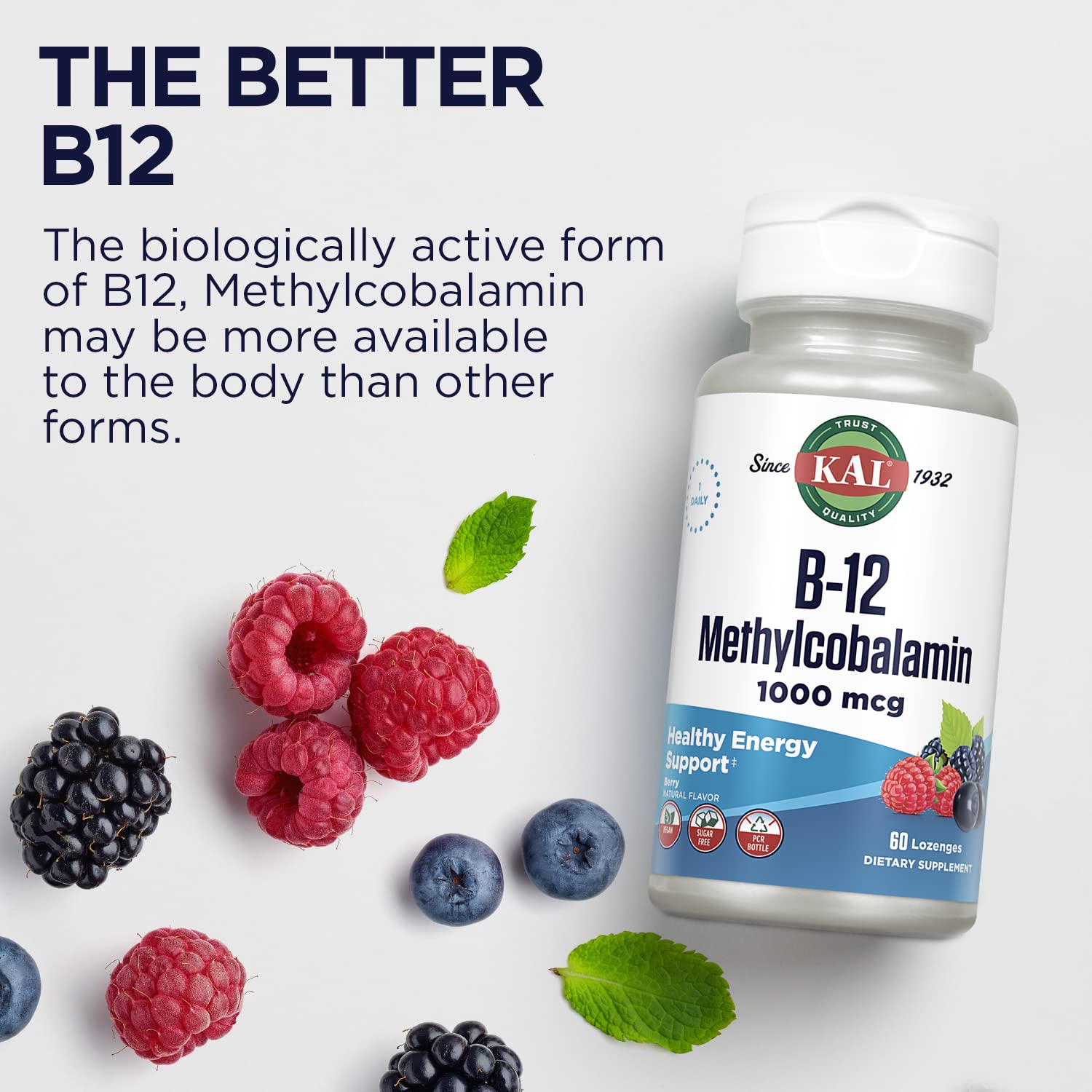 Kal B12, presentación en estuche para una suplementación vegetariana.