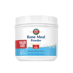 KAL Bone Meal Powder bottle on shelf for bone support.