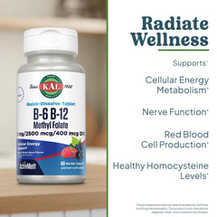 KAL ActivMelt label closeup highlights B6, B12 and folate in bioactive forms.