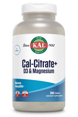 KAL Cal-Citrate+ bottle front with clear label for easy purchase and trust.