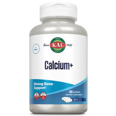 KAL Calcium+ ActivGels bottle shown, supporting healthy teeth and bones with essential minerals.