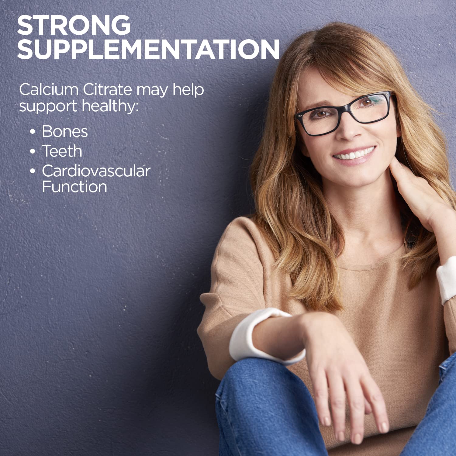 KAL Calcium Citrate 1000mg serving graphics illustrate 3-tablet intake.