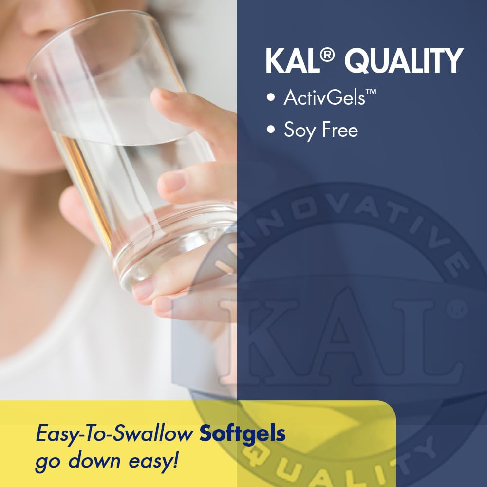 KAL Calcium Plus Softgels pour demonstrates convenient daily use with water.