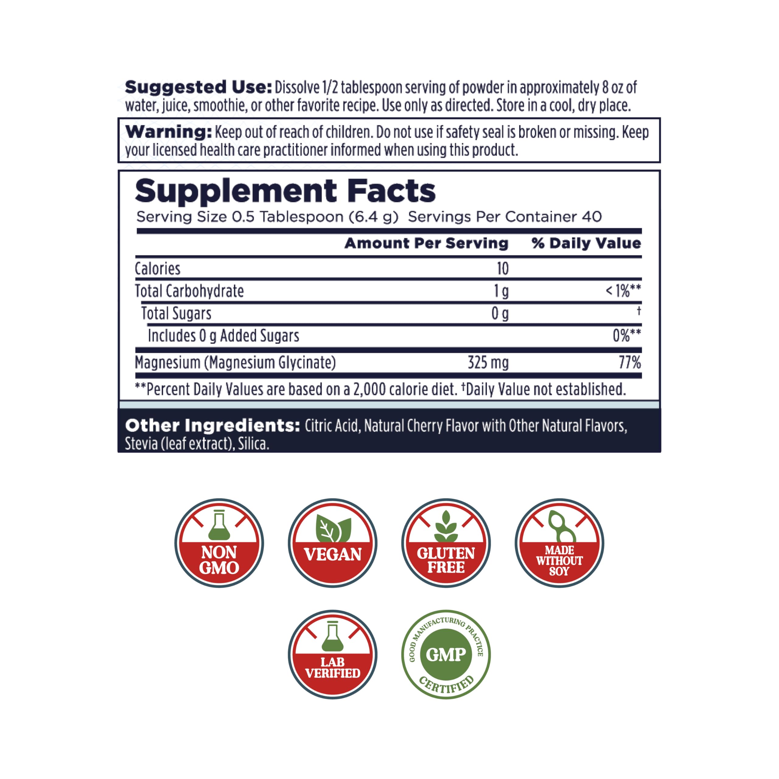 KAL Calming Magnesium Powder cherry scoop for easy daily dosing