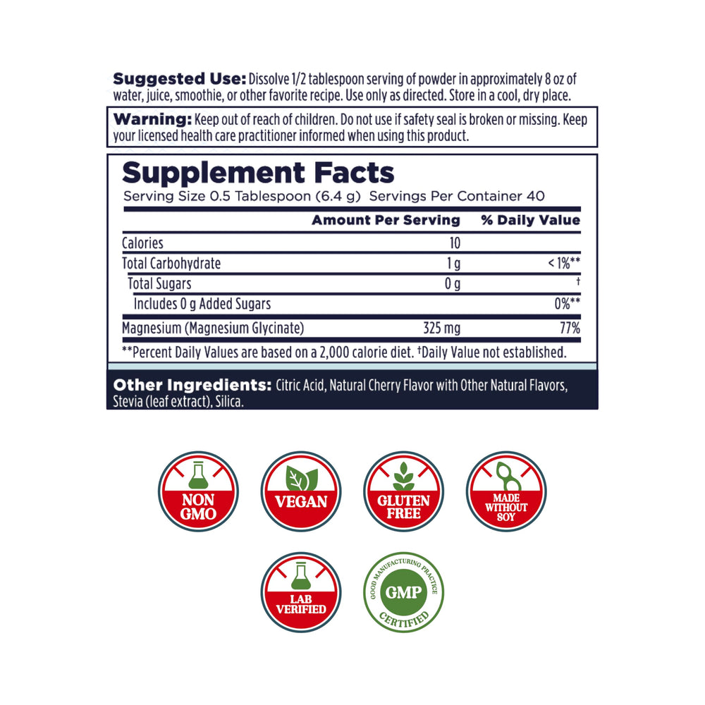 KAL Calming Magnesium Powder cherry scoop for easy daily dosing