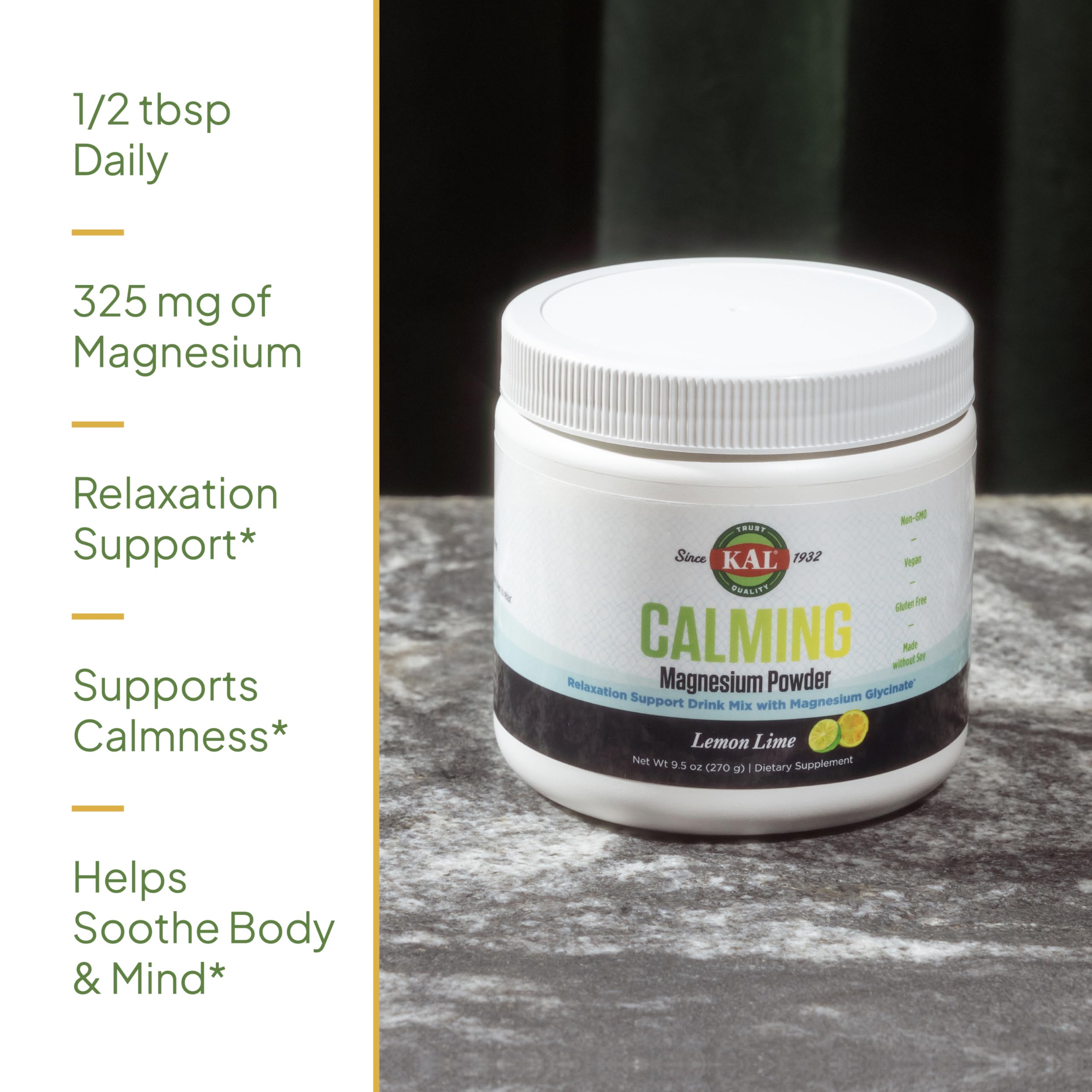 Kal Calming Magnesium Powder dissolve in cup illustrates fast dissolution with ActivMix.