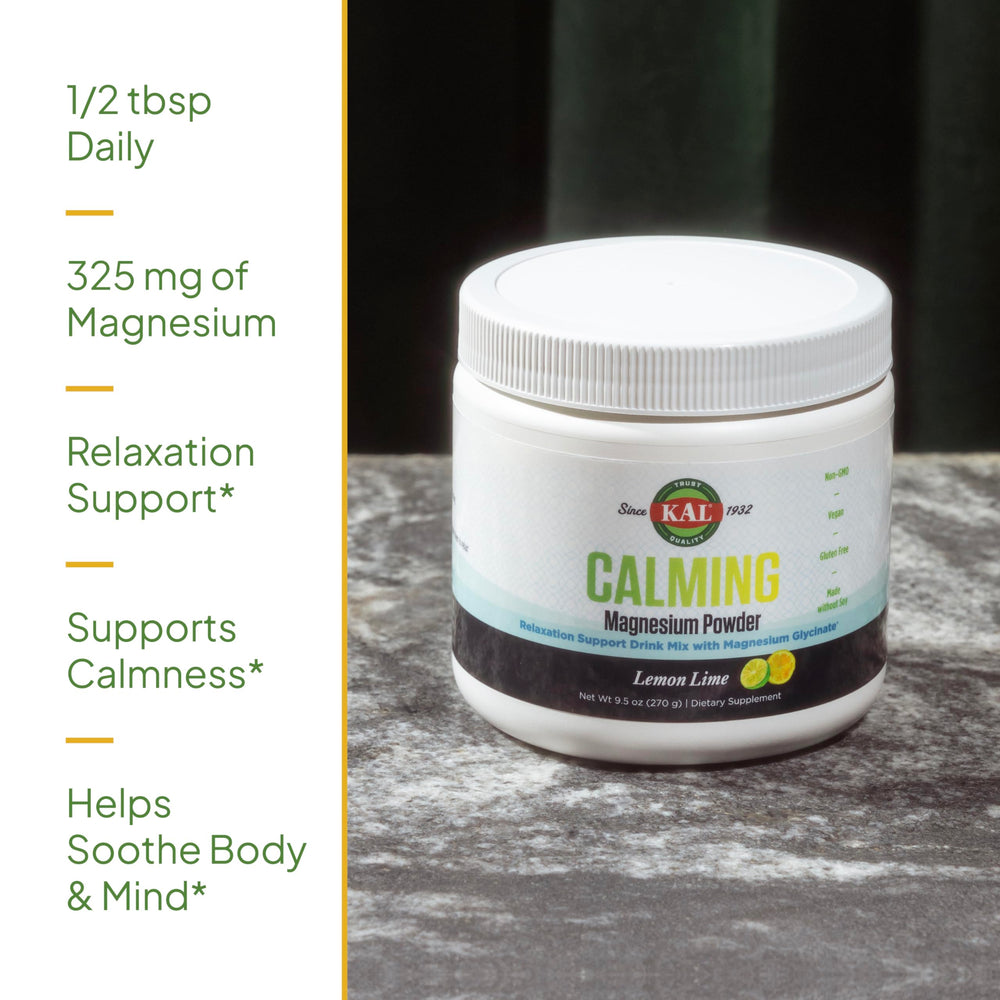 Kal Calming Magnesium Powder dissolve in cup illustrates fast dissolution with ActivMix.