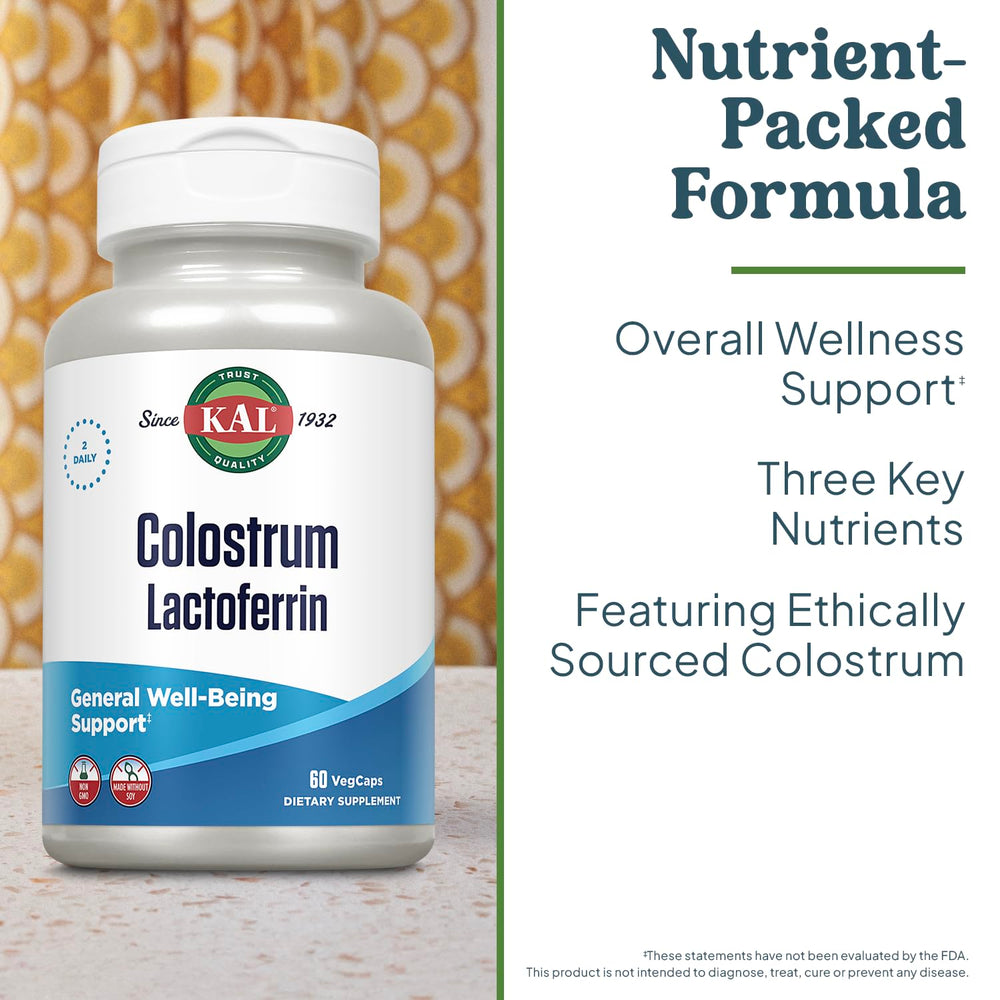 KAL Colostrum Lactoferrin capsules close-up shows easy supplementation