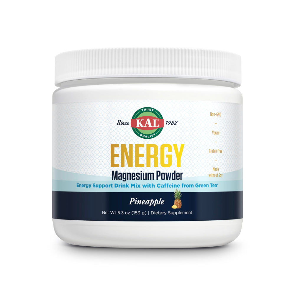 KAL Energy Pineapple magnesium powder bottle for daily energy support