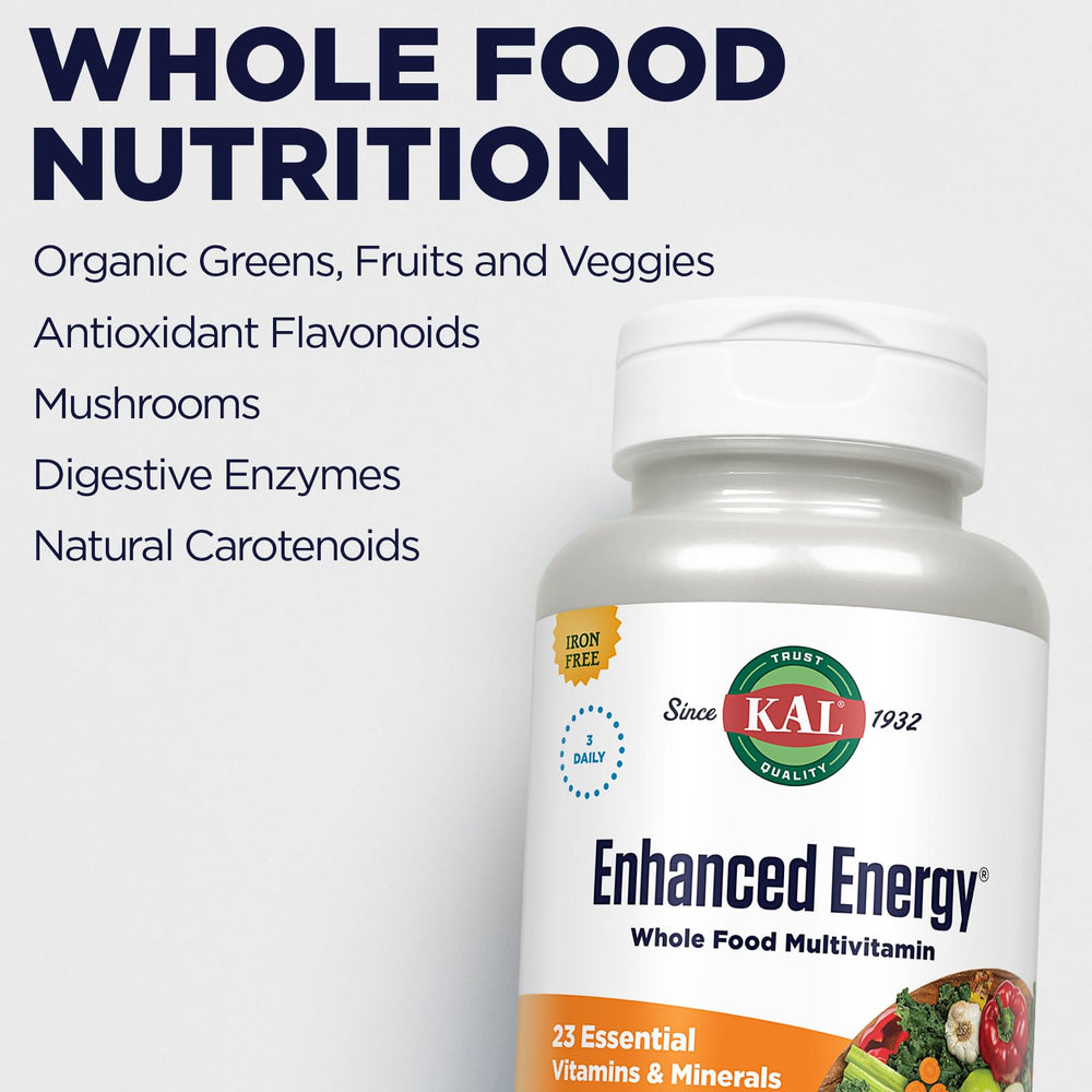 KAL Enhanced Energy Multivitamin image featuring natural carotenoids for colorful nutrients