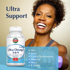 KAL bottle with flaxseed and borage oil blend for balanced essential fatty acids.
