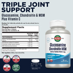 KAL glucosamine chondroitin msm capsules on label highlighting rapid disintegration.