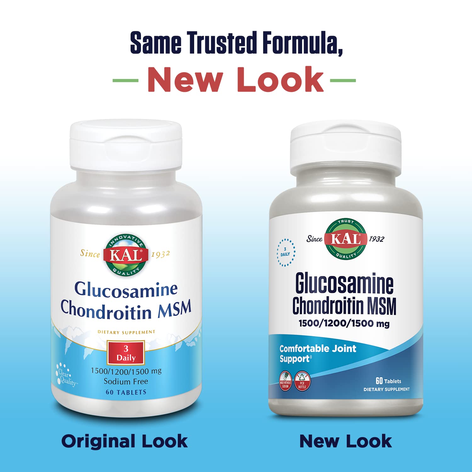 KAL Glucosamine Chondroitin MSM tablets disintegrate rapidly for quick daily use.