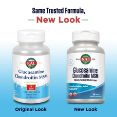 KAL Glucosamine Chondroitin MSM tablets disintegrate rapidly for quick daily use.
