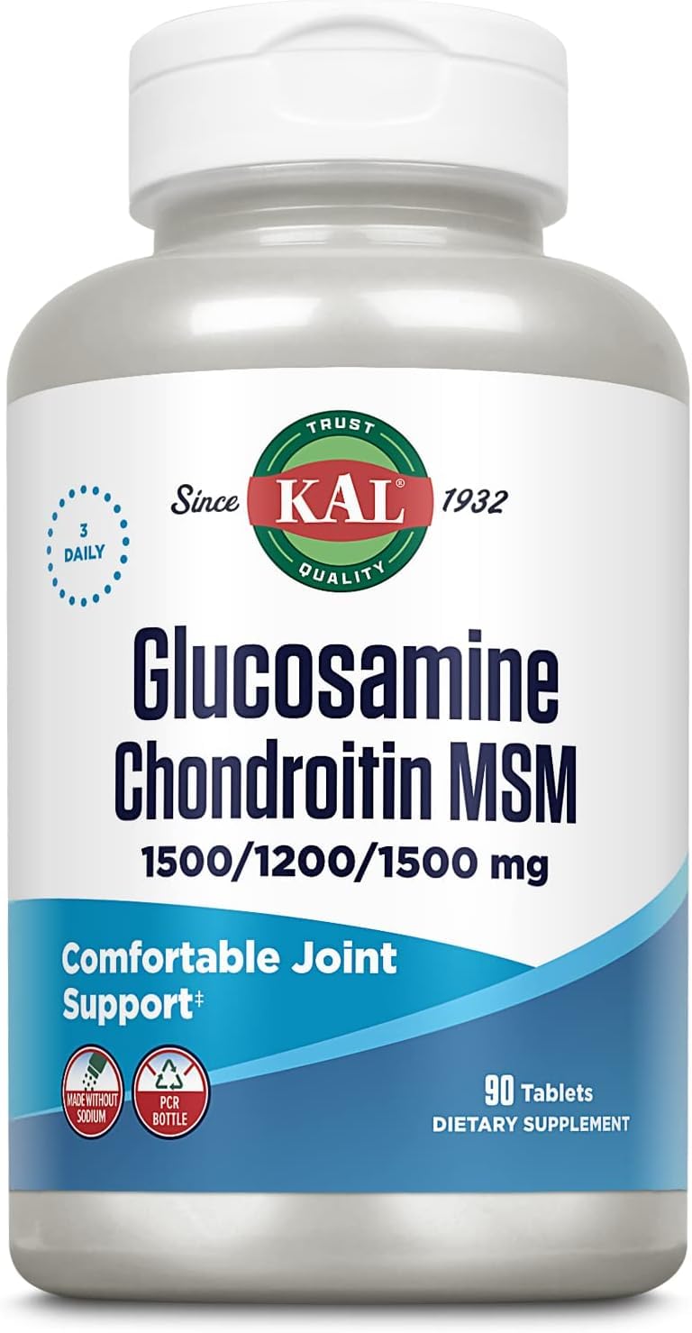 KAL glucosamine chondroitin msm tablets arranged for dosing.