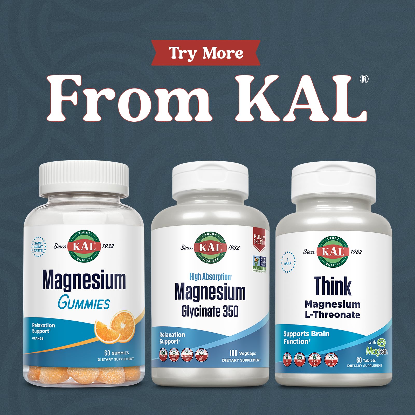 KAL product ingredient panel highlights bisglycinate composition for bone and muscle support.