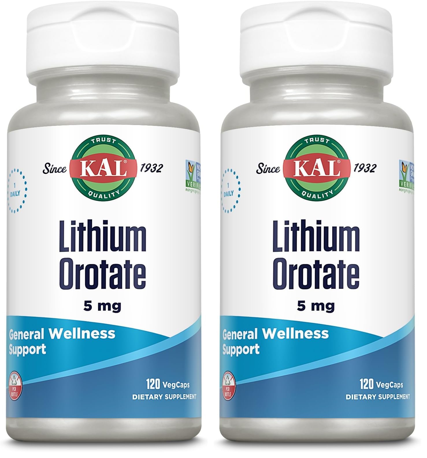 KAL Lithium Orotate 5 mg bottle - low-dose daily support.