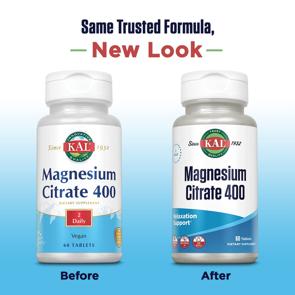 KAL Magnesium Citrate tablets close-up highlights easy-to-swallow texture for daily use.
