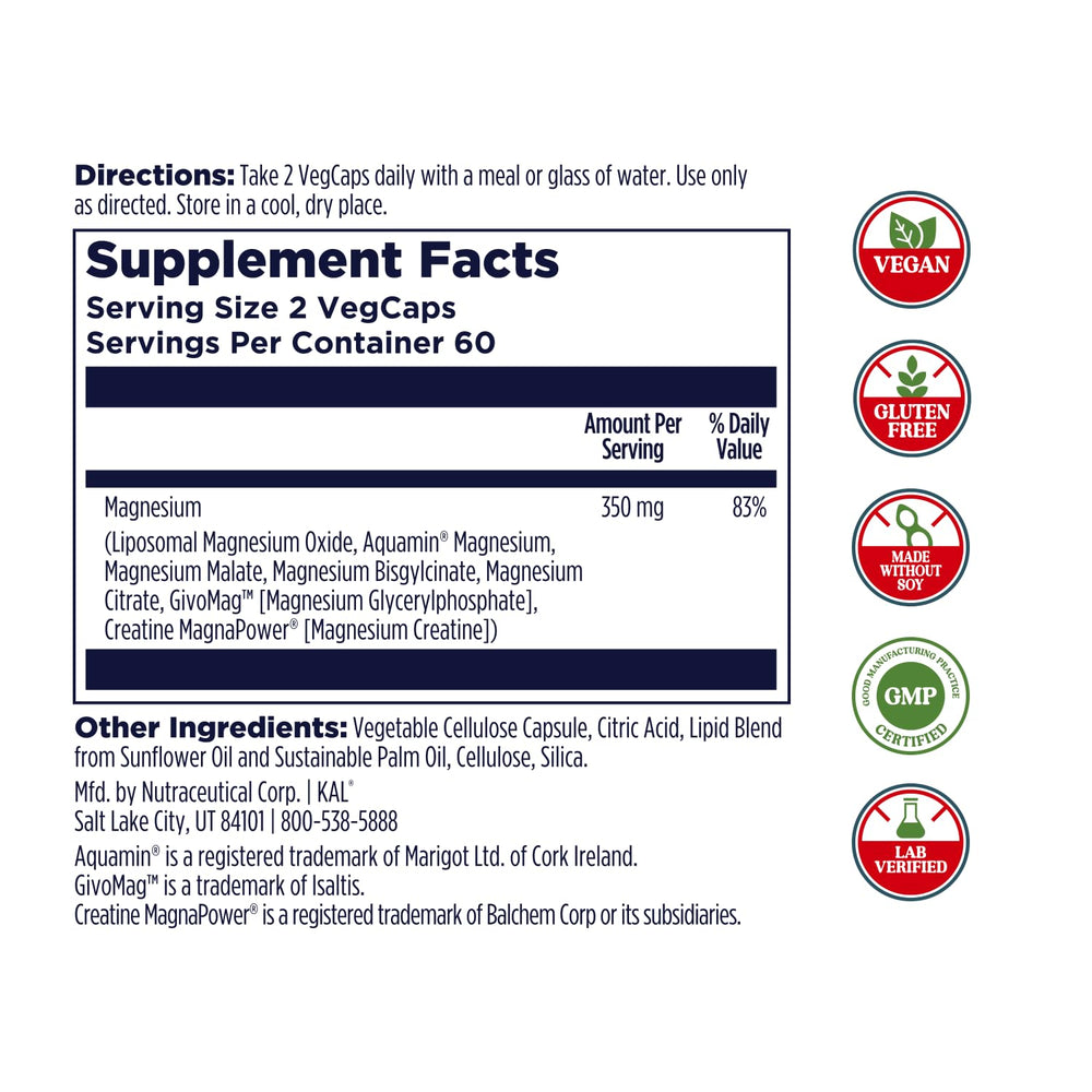 KAL Magnesium Complex 7 capsules ready for two-capsule serving
