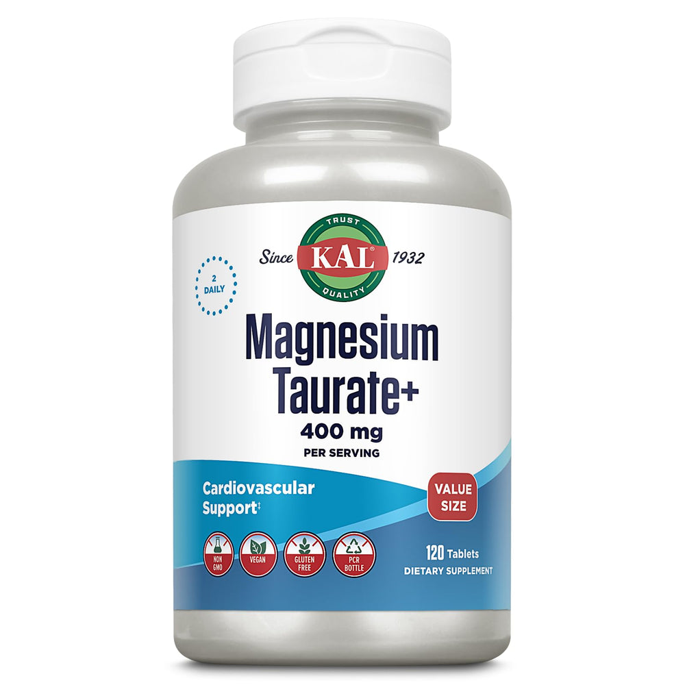 KAL Magnesium Taurate 400mg bottle with high absorption formula