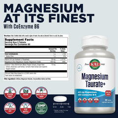 KAL Magnesium Taurate 400mg capsules close-up for smoother absorption