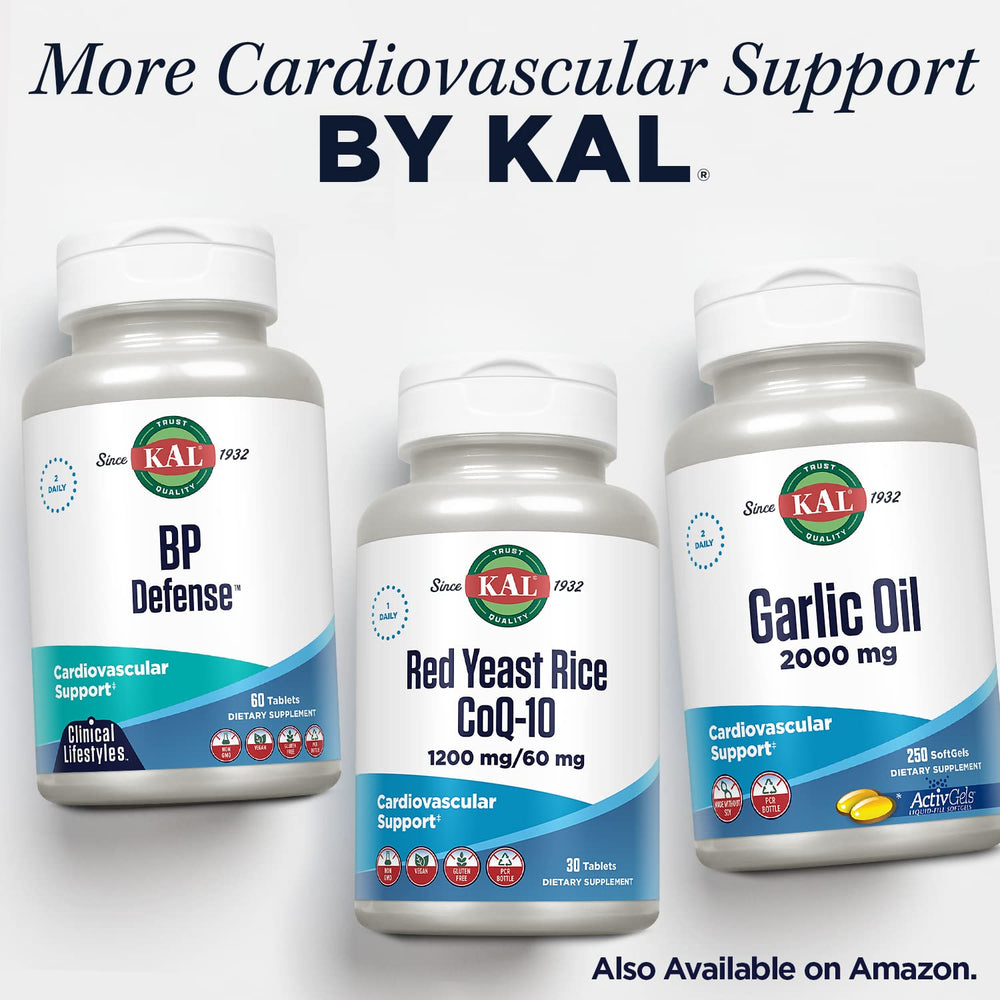 KAL Magnesium Taurate 400mg bottle packaging made with 100% PCR bottle materials.