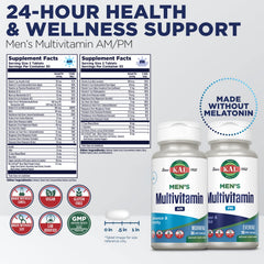 KAL Men's Multivitamin tablets close-up for daily use and dosing.