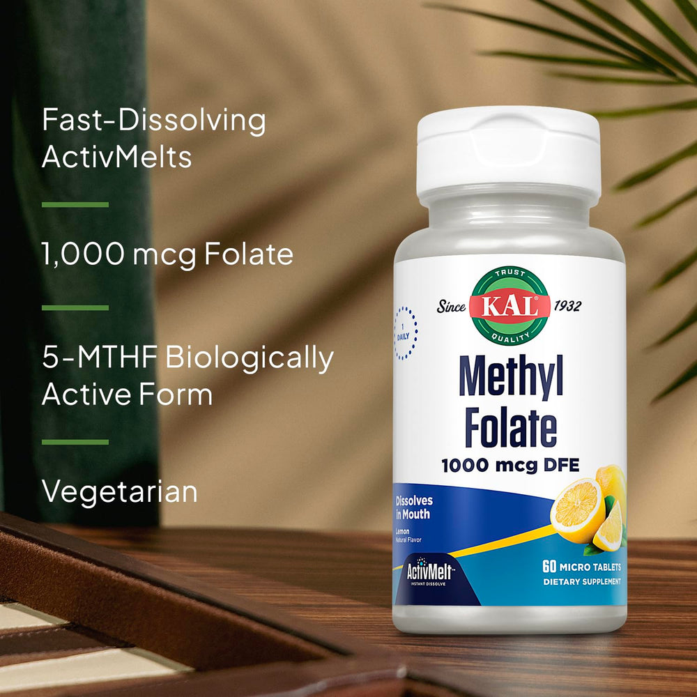 KAL Methyl Folate lemon ActivMelt tablets ready for use.