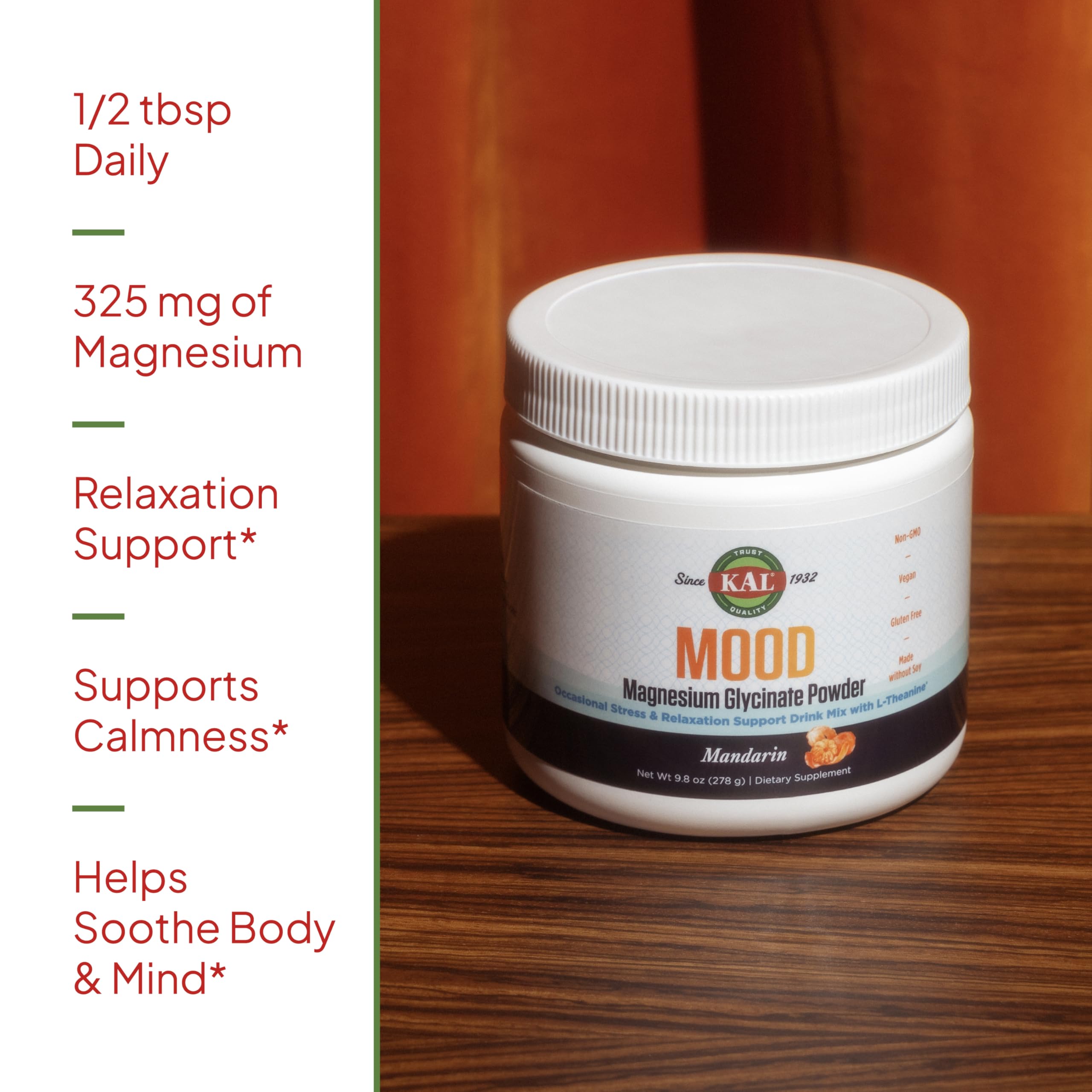 KAL Mood Magnesium Mandarin ActivMix technology shown for better absorption.