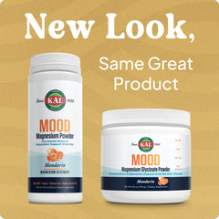 KAL Mood Magnesium Mandarin powder pouring into a glass for calm routines.