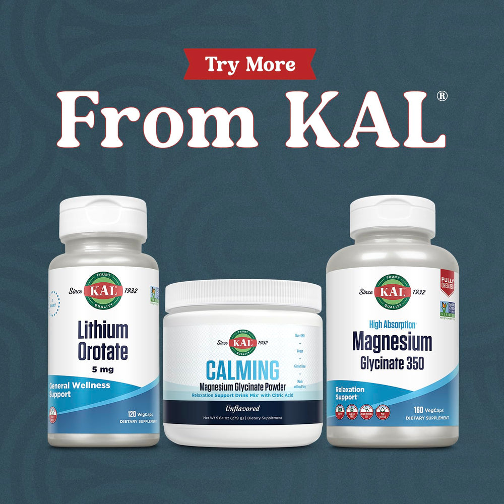 Two-pack packaging of KAL lithium orotate on a shelf for ongoing use.