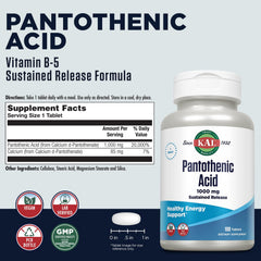 KAL Pantothenic Acid 1000mg bottle seal; quality assurance visible.