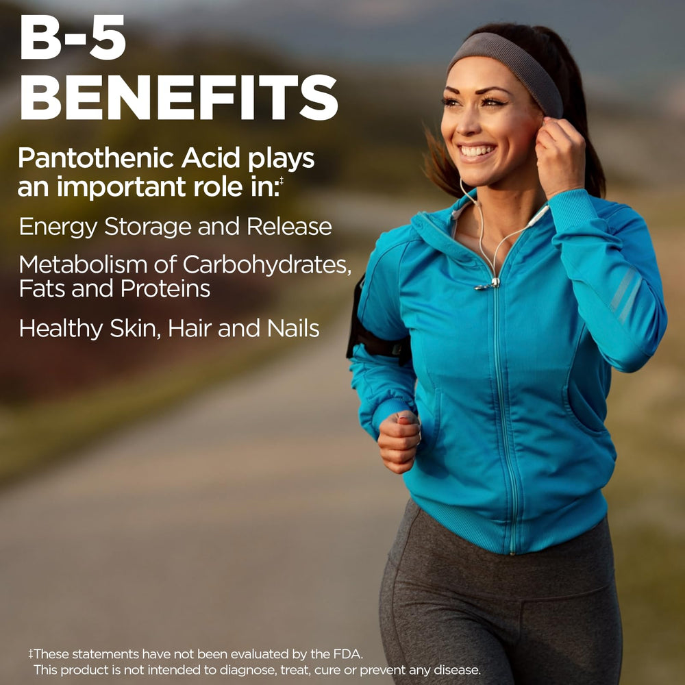 Close-up of KAL Pantothenic Acid 1000mg tablets for daily use.