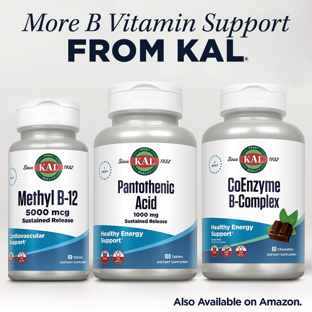 KAL Pantothenic Acid 1000mg with glass of water; easy to swallow.