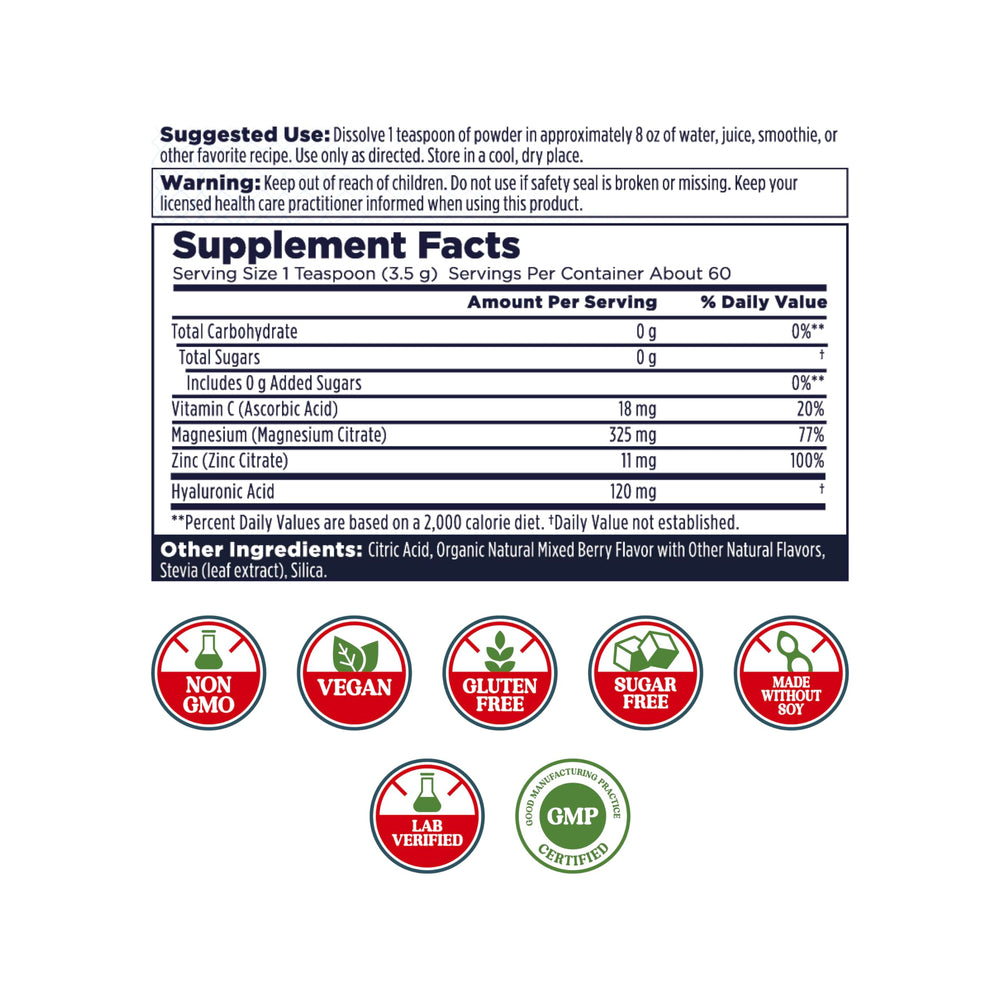 Kal Radiant Magnesium Powder mixed berry in glass, sugar-free daily ritual idea