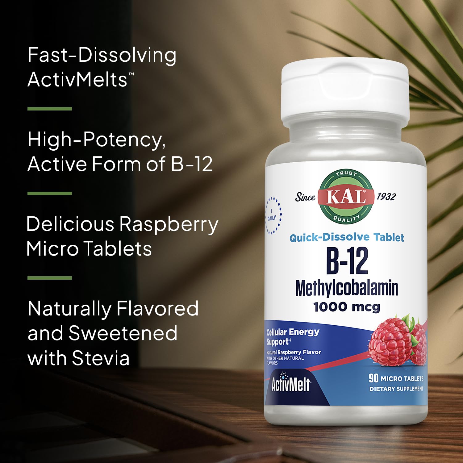 Raspberry ActivMelt dissolving on the tongue for convenient use.